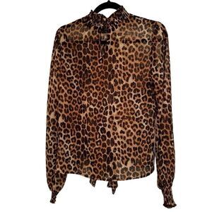 Express sheer cheetah print blouse- size s